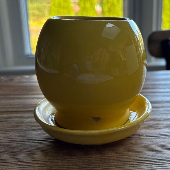 Mccoy 0386 Rare Vintage 1970’s Bright Yellow Smiley Ceramic Planter - Picture 11 of 15